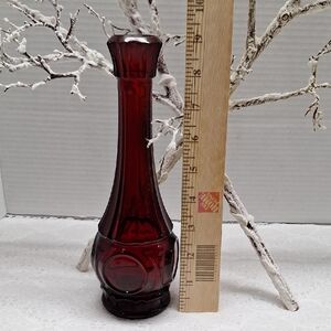 #ZZZ Vintage Avon Ruby Red Glass Vase